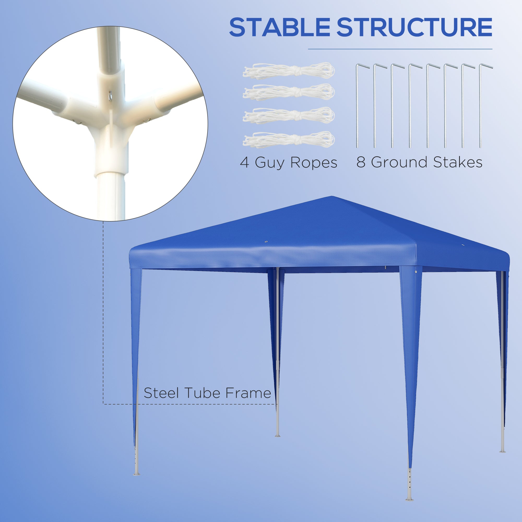 Outsunny 9' x 9' Party Tent Portable Gazebo Canopy for Weddings Parties Outdoor Sunshade with Dressed Legs, Blue