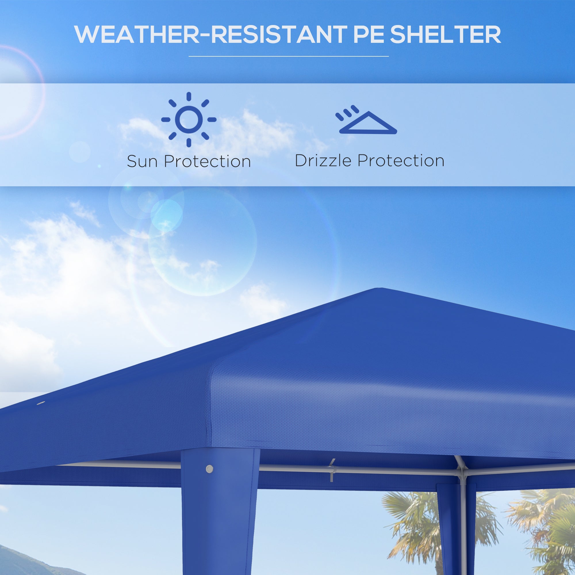 Outsunny 9' x 9' Party Tent Portable Gazebo Canopy for Weddings Parties Outdoor Sunshade with Dressed Legs, Blue