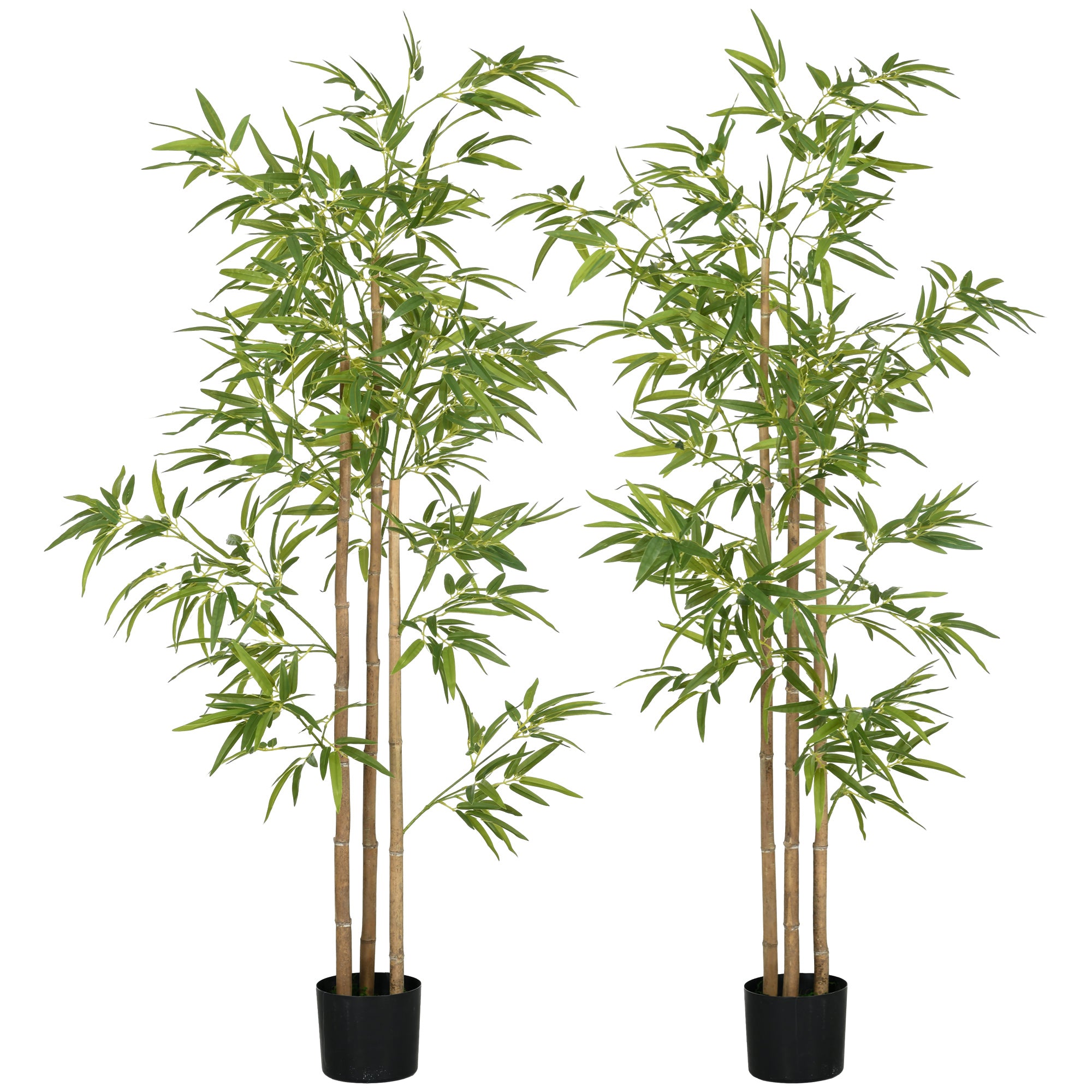 HOMCOM 6ft Set of 2 Artificial Bamboo with Pot, Indoor Fake Plants for Home Office Living Room Decor