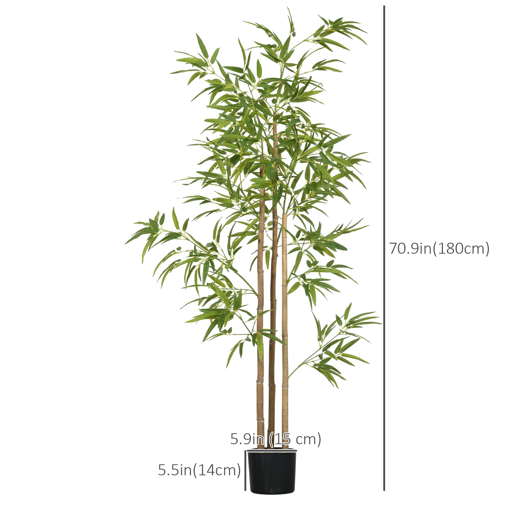 HOMCOM 6ft Set of 2 Artificial Bamboo with Pot, Indoor Fake Plants for Home Office Living Room Decor