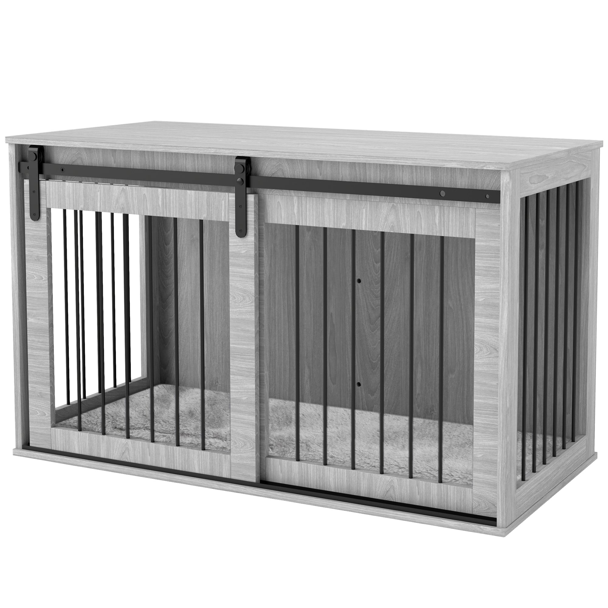 PawHut Dog Crate Furniture, Dog House Furniture Style for Extra Large Dogs, Dog Kennel with Removable Cushion for Indoor Use, 118 x 60 x 73 cm, Grey
