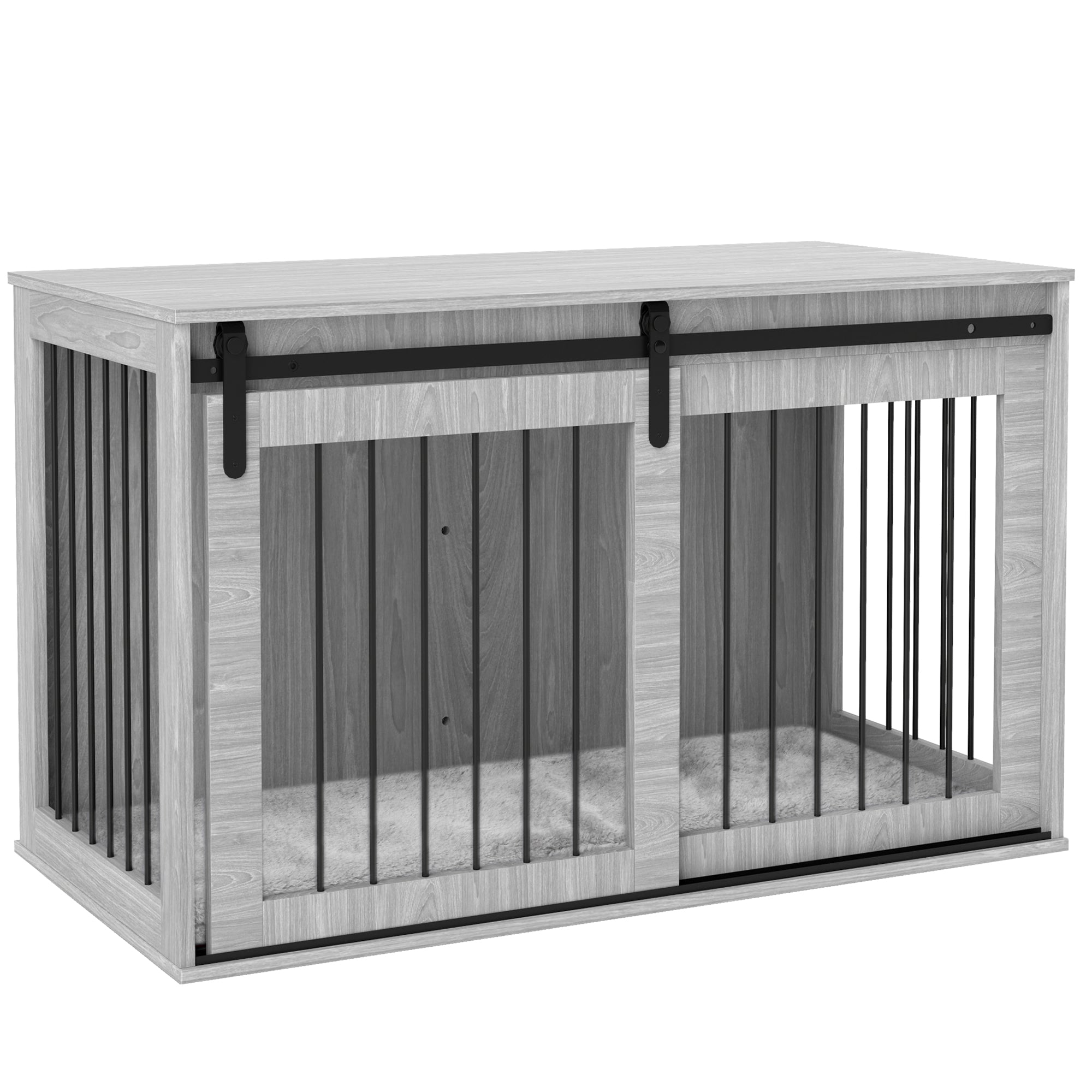 PawHut Dog Crate Furniture, Dog House Furniture Style for Extra Large Dogs, Dog Kennel with Removable Cushion for Indoor Use, 118 x 60 x 73 cm, Grey