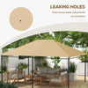 Outsunny 10' x 13' Gazebo Canopy Replacement, Outdoor Gazebo Cover Top Roof Replacement with Vents and Drain Holes, (TOP COVER ONLY), Khaki