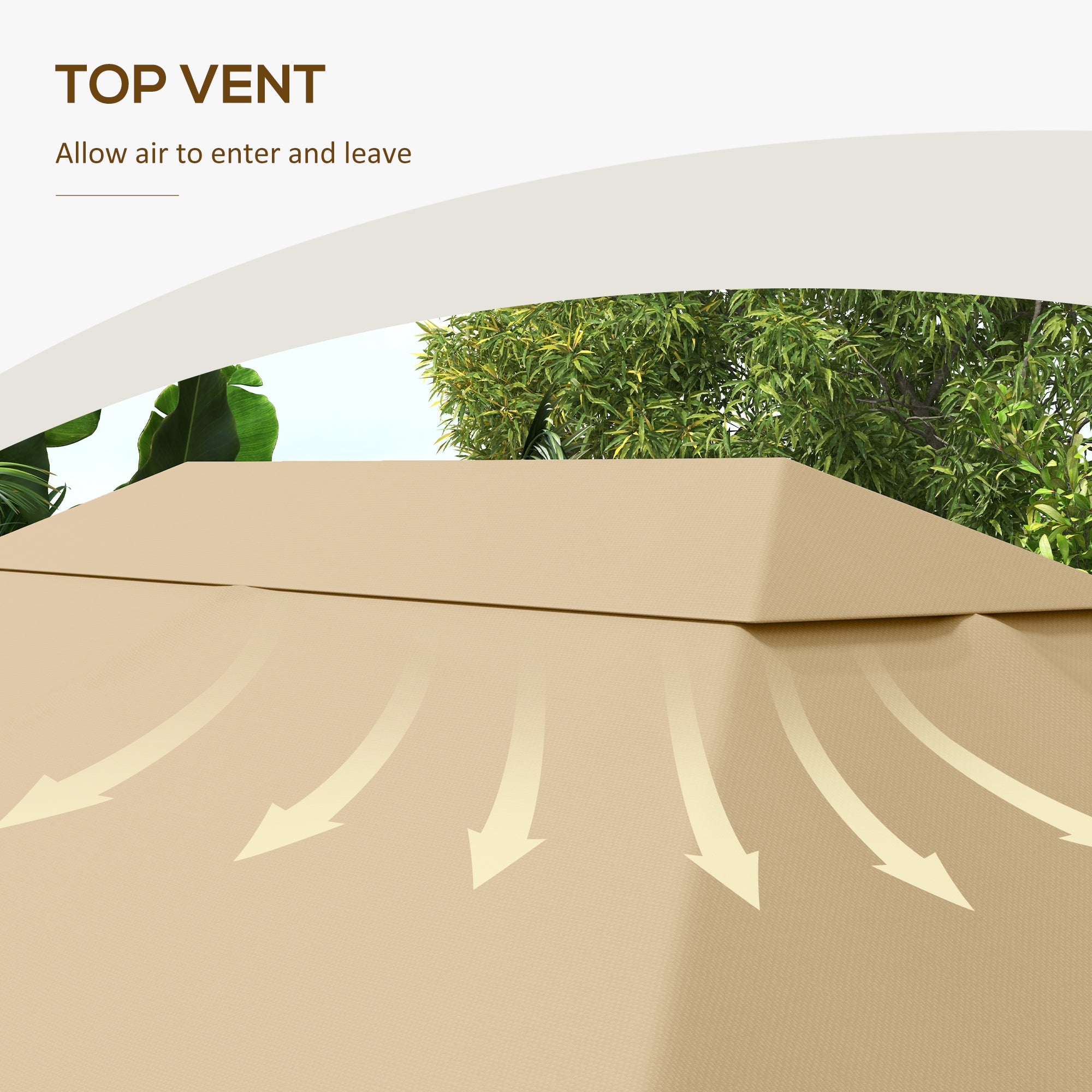 Outsunny 10' x 13' Gazebo Canopy Replacement, Outdoor Gazebo Cover Top Roof Replacement with Vents and Drain Holes, (TOP COVER ONLY), Khaki