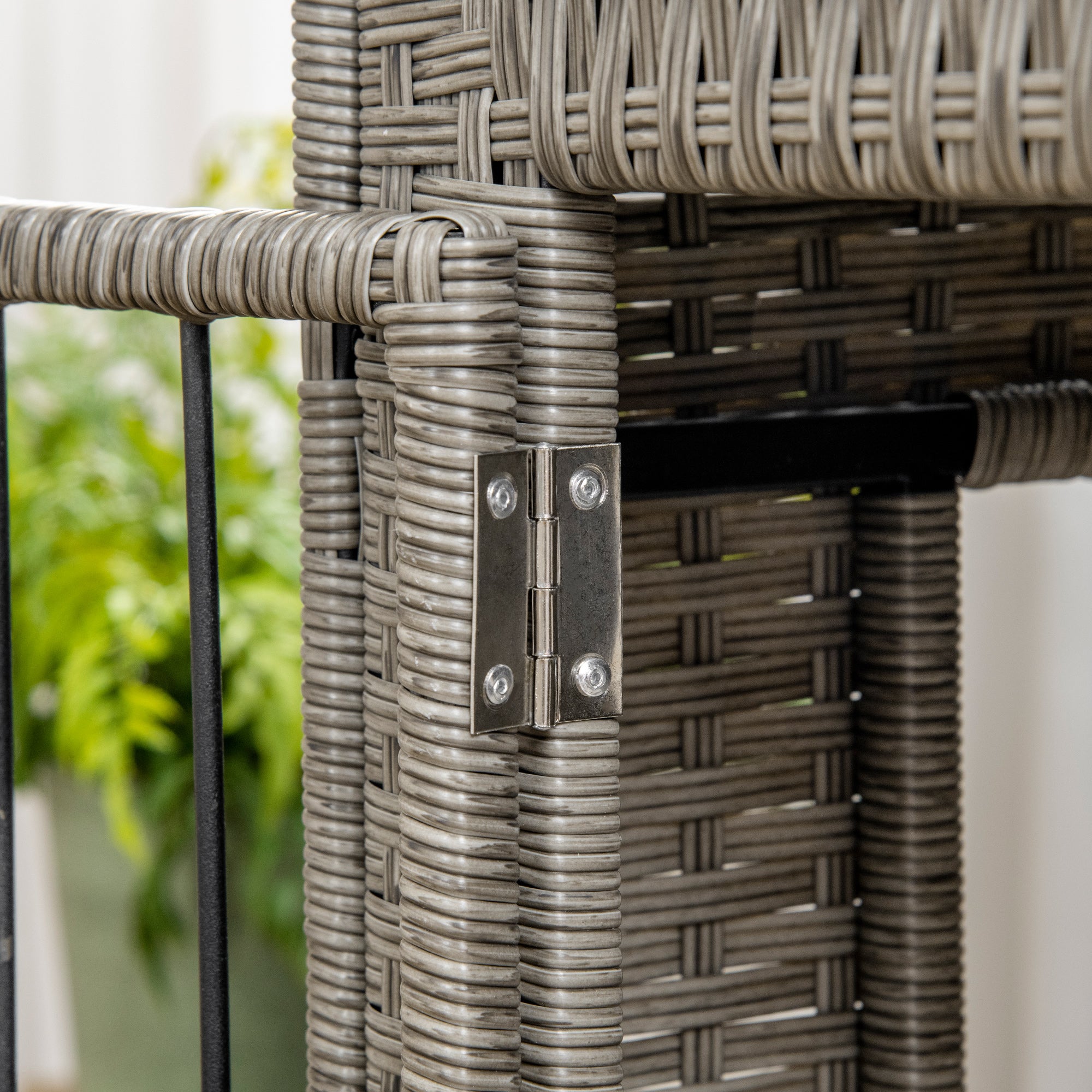 PawHut Rattan Dog Crate with Double Doors, Wicker Dog Cage with Soft Washable Cushion, Dog Kennel Furniture Outdoor Indoor for Medium to Large Sized Dogs, Gray