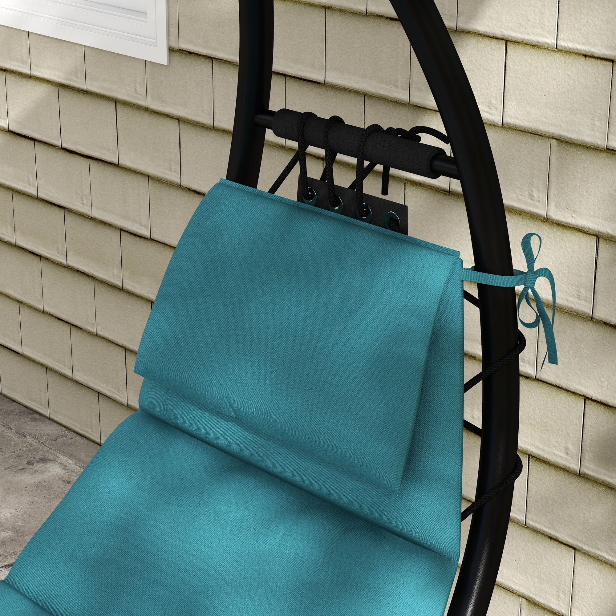 Outsunny Outdoor Patio Tanning Chair with Rocking Function, Chaise Lounge Chair with Sunshade Roof, Patio Sun Lounger with Cushion, Pillows, Turquoise