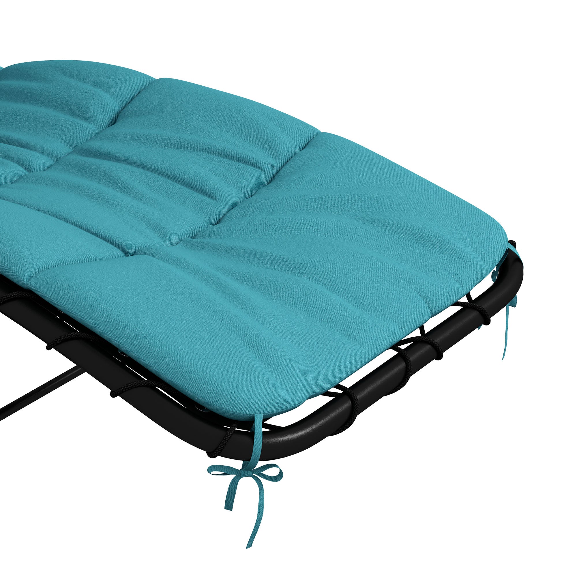 Outsunny Outdoor Patio Tanning Chair with Rocking Function, Chaise Lounge Chair with Sunshade Roof, Patio Sun Lounger with Cushion, Pillows, Turquoise