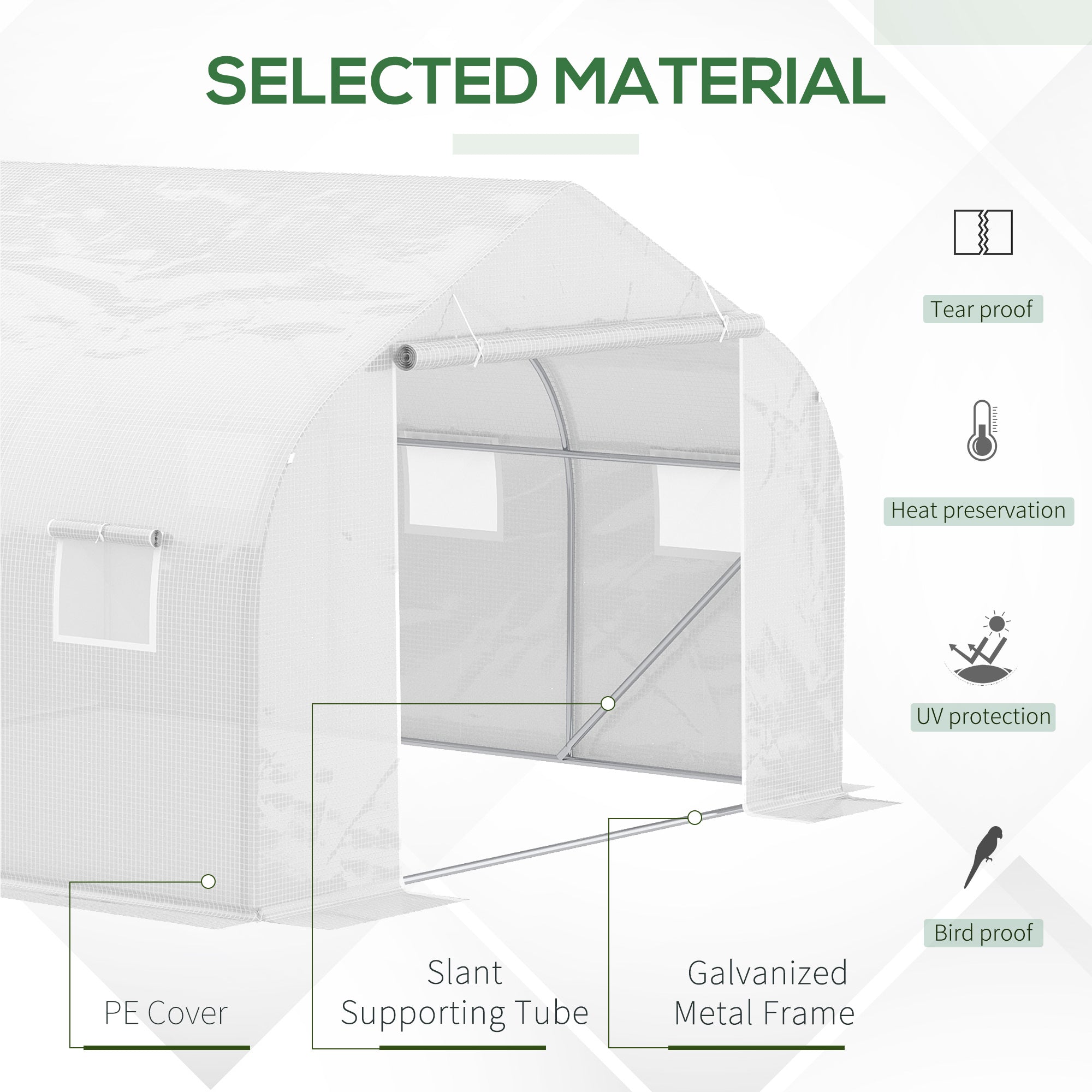 Outsunny 14.5' x 10' x 6.6' Portable Walk-In Tunnel Greenhouse, Garden Plant Growing Warm House, Outdoor Seed Flower Vegetable Growth Tent, White