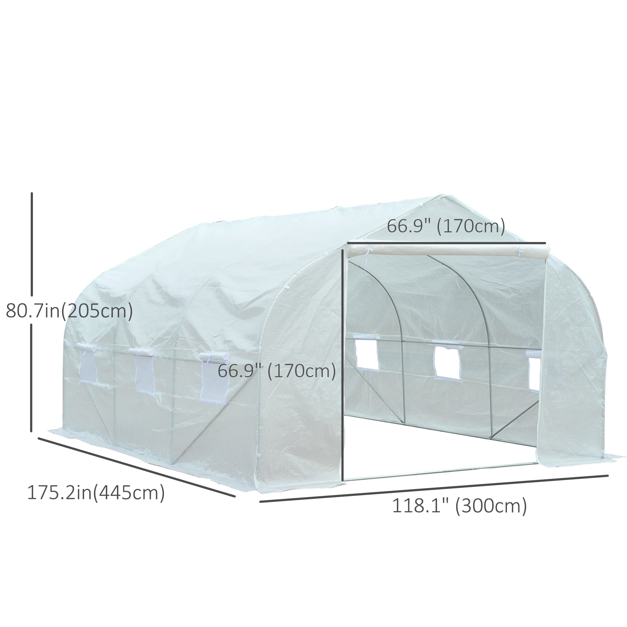 Outsunny 14.5' x 10' x 6.6' Portable Walk-In Tunnel Greenhouse, Garden Plant Growing Warm House, Outdoor Seed Flower Vegetable Growth Tent, White