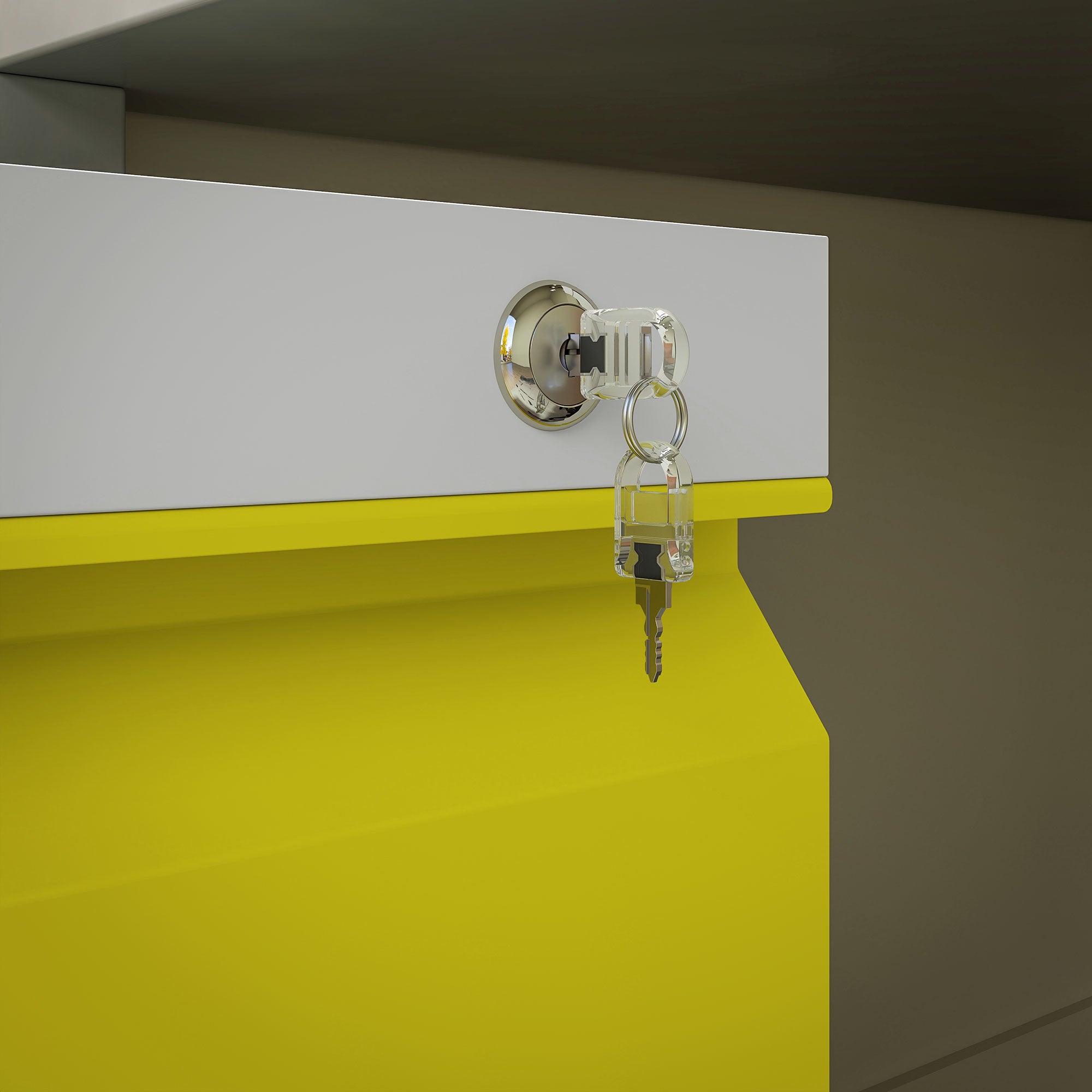 Vinsetto Metal Filing Cabinet with 3 Drawers, Vertical File Cabinet with Lock, Mobile Office Cabinet with Wheels for Legal, Letter, A4 Files, Yellow