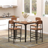 HOMCOM 5-Piece Counter Height Bar Table Set, Industrial Dining Table Set for 4, Space Saving Square Kitchen Table and Chairs Set with Footrest, Metal Legs, Walnut