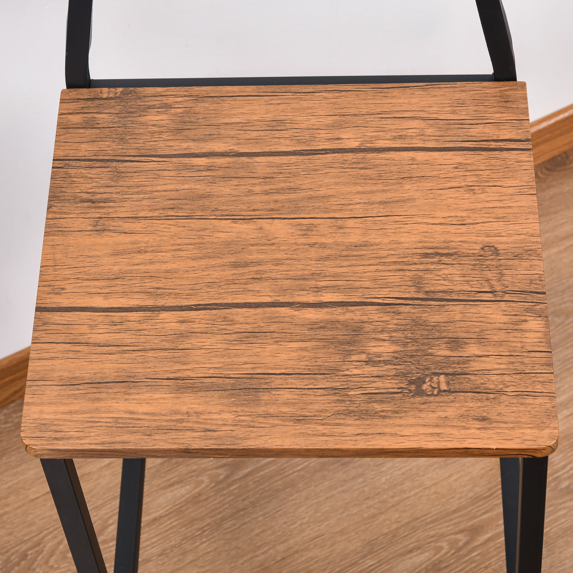 HOMCOM 5-Piece Counter Height Bar Table Set, Industrial Dining Table Set for 4, Space Saving Square Kitchen Table and Chairs Set with Footrest, Metal Legs, Walnut