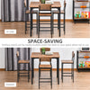HOMCOM 5-Piece Counter Height Bar Table Set, Industrial Dining Table Set for 4, Space Saving Square Kitchen Table and Chairs Set with Footrest, Metal Legs, Walnut