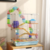 PawHut 5 Tiers Hamster Cage Portable Animal Travel Carrier Habitat with Exercise Wheels Play Tube Water Bottle Dishes House Ladder for Gerbils, Light Blue