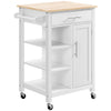 HOMCOM Kitchen Island, Compact Kitchen Cart on Wheels with Open Shelf & Storage Drawer for Dining Room, Kitchen, White