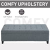 HOMCOM Large 50" Rectangular Storage Ottoman Bench, Tufted Upholstered Linen Fabric Wood Feet Entry Bench, Contemporary Home Decor Grey