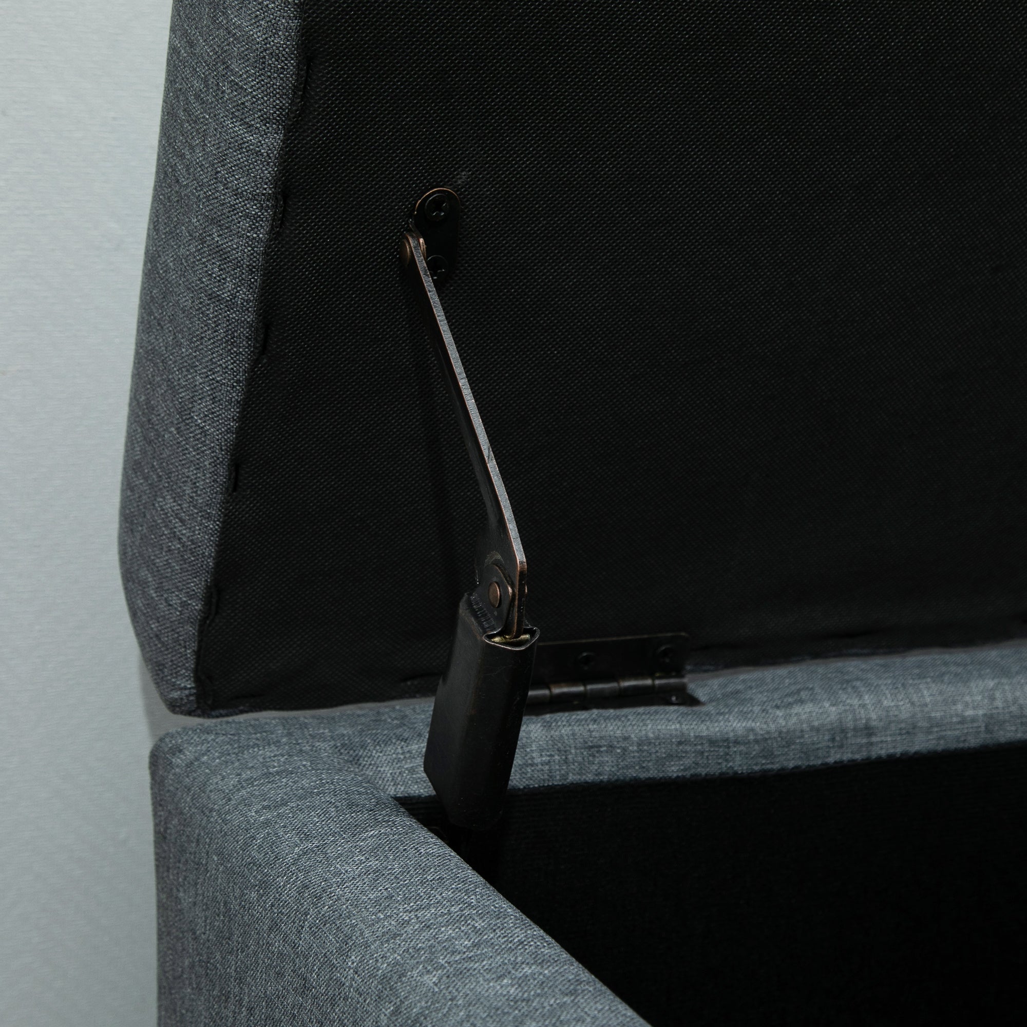 HOMCOM Large 50" Rectangular Storage Ottoman Bench, Tufted Upholstered Linen Fabric Wood Feet Entry Bench, Contemporary Home Decor Grey