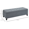 HOMCOM Large 50" Rectangular Storage Ottoman Bench, Tufted Upholstered Linen Fabric Wood Feet Entry Bench, Contemporary Home Decor Grey