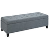 HOMCOM Large 50" Rectangular Storage Ottoman Bench, Tufted Upholstered Linen Fabric Wood Feet Entry Bench, Contemporary Home Decor Grey