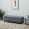 HOMCOM Large 50" Rectangular Storage Ottoman Bench, Tufted Upholstered Linen Fabric Wood Feet Entry Bench, Contemporary Home Decor Grey
