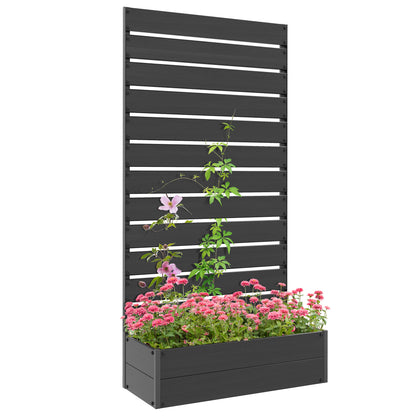 Outsunny Raised Garden Bed with Trellis for Climbing Plants, Planter Box with Self Draining Gap, Freestanding Trellis Planter for Outdoor, Patio, Deck, 35.75" x 15" x 70.75", Black