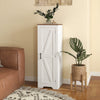 HOMCOM Farmhouse Storage Cabinet with Adjustable Shelf, Single Barn Door Accent Cabinet, Floor Pantry Cabinet, White