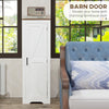 HOMCOM Farmhouse Storage Cabinet with Adjustable Shelf, Single Barn Door Accent Cabinet, Floor Pantry Cabinet, White