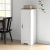HOMCOM Farmhouse Storage Cabinet with Adjustable Shelf, Single Barn Door Accent Cabinet, Floor Pantry Cabinet, White