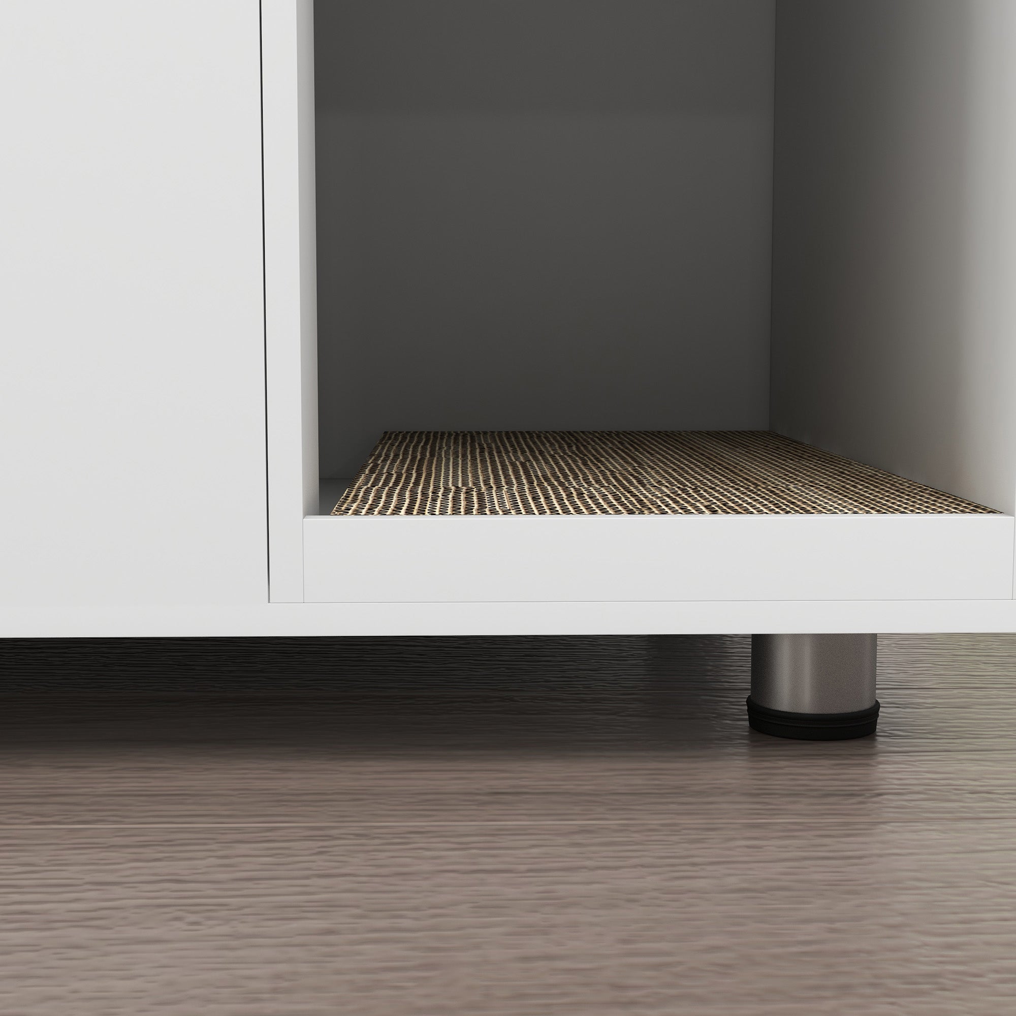 PawHut Cat Litter Box Enclosure, Industrial Hidden Cat Washroom Furniture, End Table with Double Doors and Scratching Pad for Living Room, Bedroom, Hallway, White