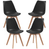 HOMCOM Dining Chairs Set of 4, Modern Kitchen Chairs with PU Leather Cushion and Wood Base, Upholstered Accent Chairs for Living Room and Dining Room, Black