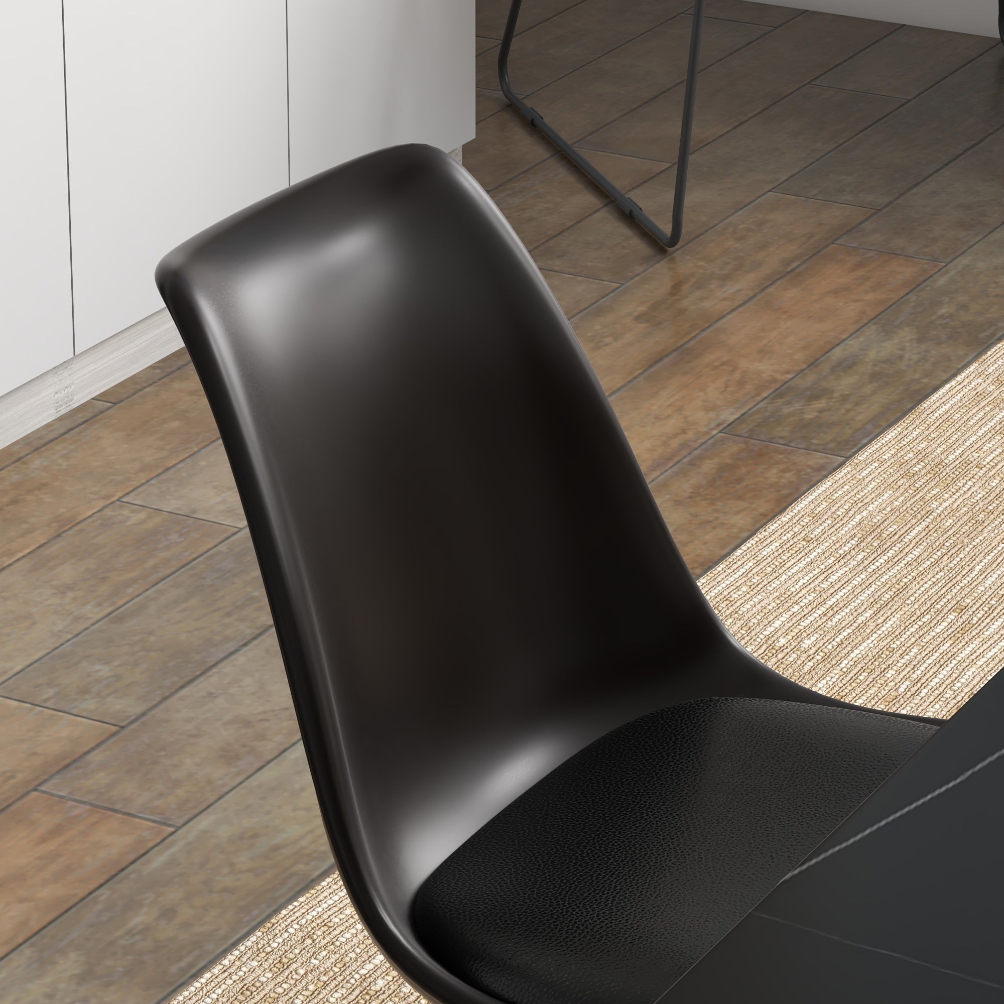 HOMCOM Dining Chairs Set of 4, Modern Kitchen Chairs with PU Leather Cushion and Wood Base, Upholstered Accent Chairs for Living Room and Dining Room, Black