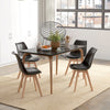 HOMCOM Dining Chairs Set of 4, Modern Kitchen Chairs with PU Leather Cushion and Wood Base, Upholstered Accent Chairs for Living Room and Dining Room, Black