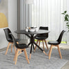 HOMCOM Dining Chairs Set of 4, Modern Kitchen Chairs with PU Leather Cushion and Wood Base, Upholstered Accent Chairs for Living Room and Dining Room, Black