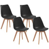 HOMCOM Dining Chairs Set of 4, Modern Kitchen Chairs with PU Leather Cushion and Wood Base, Upholstered Accent Chairs for Living Room and Dining Room, Black