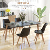 HOMCOM Dining Chairs Set of 4, Modern Kitchen Chairs with PU Leather Cushion and Wood Base, Upholstered Accent Chairs for Living Room and Dining Room, Black