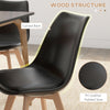 HOMCOM Dining Chairs Set of 4, Modern Kitchen Chairs with PU Leather Cushion and Wood Base, Upholstered Accent Chairs for Living Room and Dining Room, Black