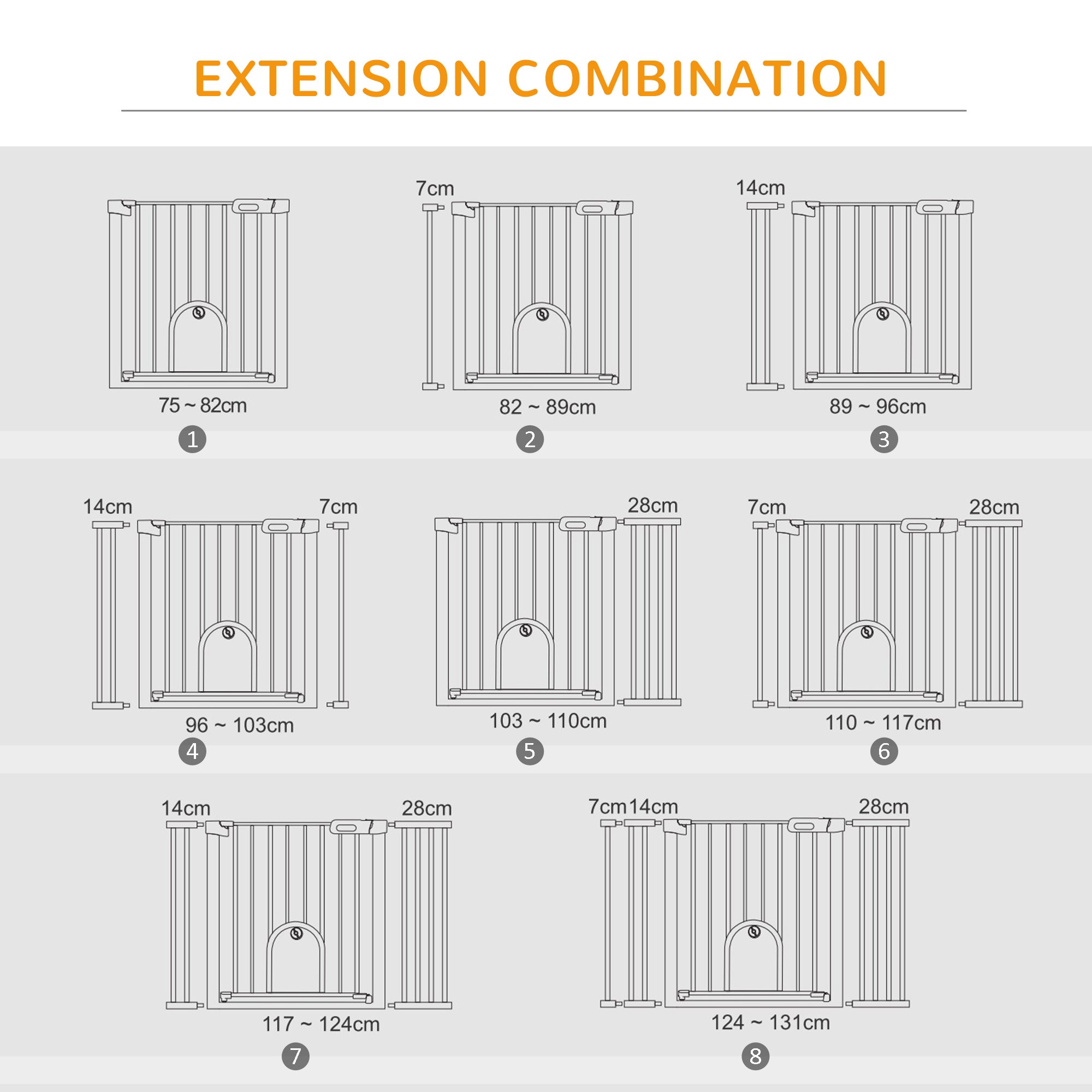 PawHut 30"-52" Extra Wide Pet Gate with Small Door, 30"H Dog Gate with Safety Gate Barrier, Stair Pressure Fit, Auto Close, Double Locking, for Doorways, Hallways, White