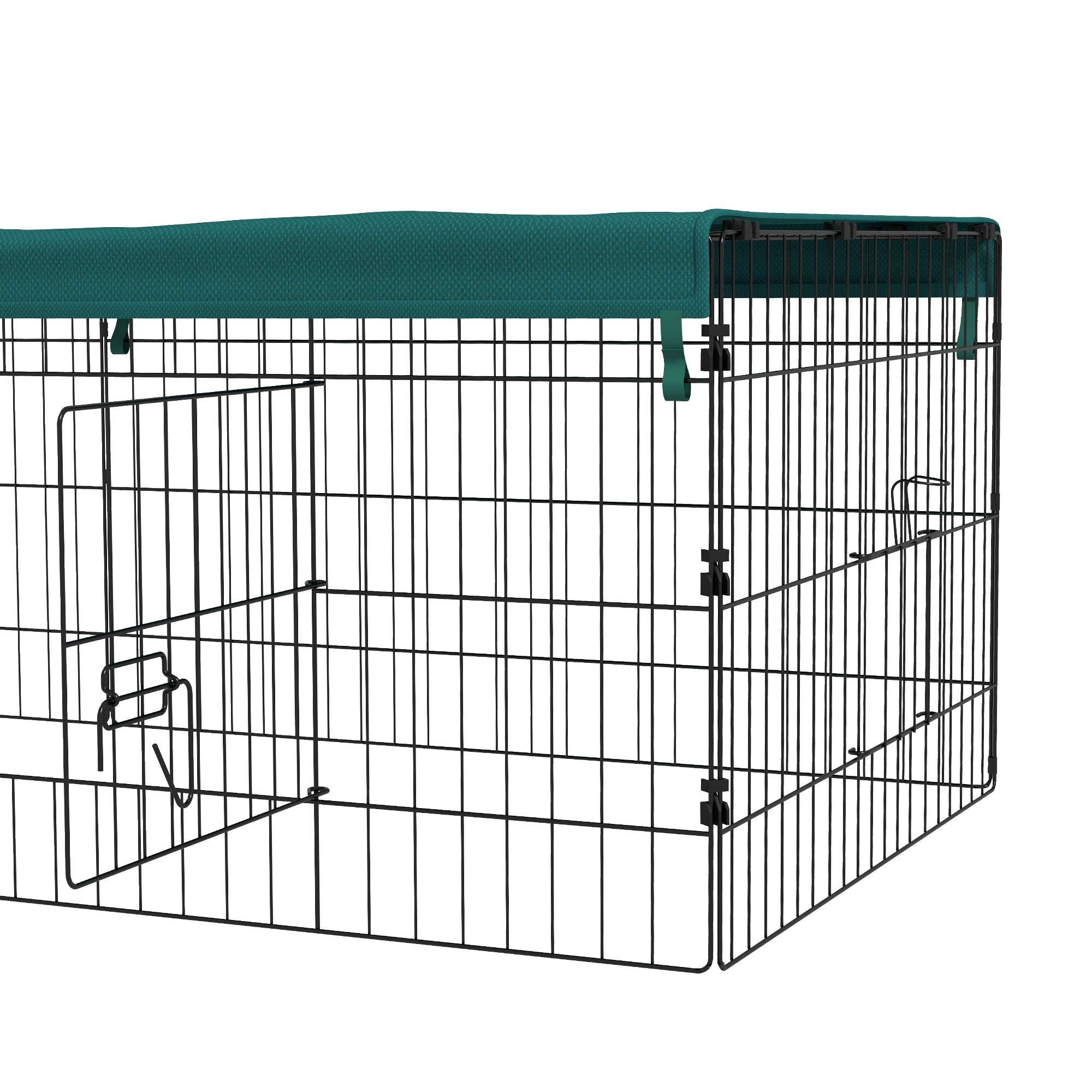 PawHut 73" Small Animal Cage, Pet Playpen for Chicken, Rabbits, Chinchillas, Outdoor Small Animal Playpen with Flat Roof, Green