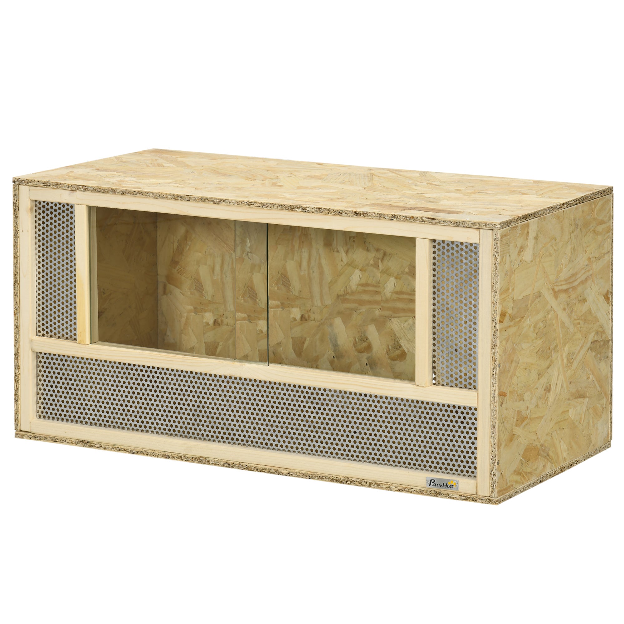 PawHut Reptile Terrarium Vivarium Habitat w/ Transparent Sliding Doors, Breathable Mesh, for Lizards, Horned Frogs, Snakes and Chameleons, 80 x 40 x 40 cm