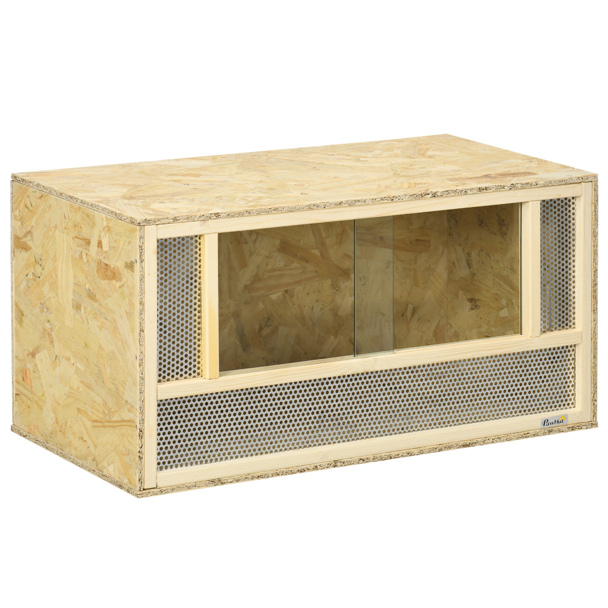 PawHut Reptile Terrarium Vivarium Habitat w/ Transparent Sliding Doors, Breathable Mesh, for Lizards, Horned Frogs, Snakes and Chameleons, 80 x 40 x 40 cm