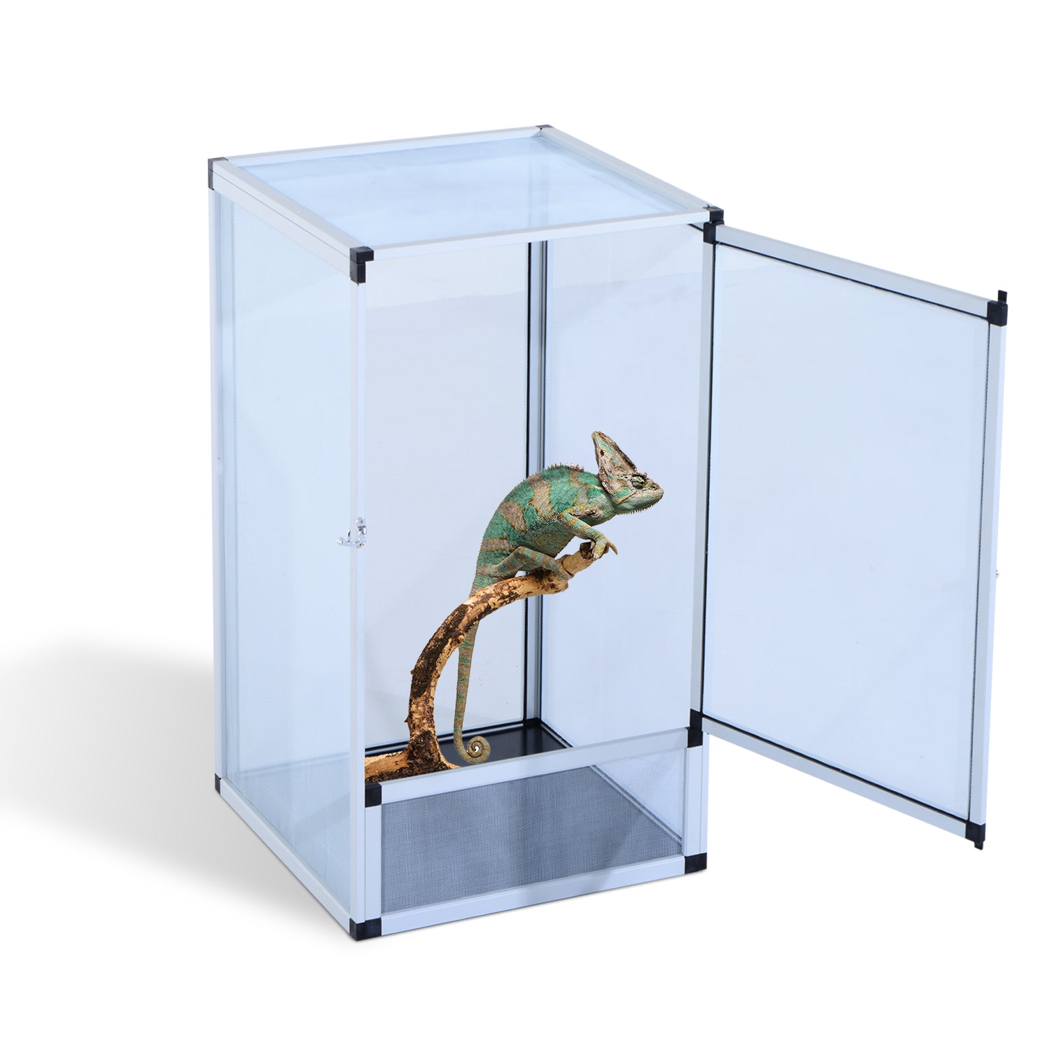 PawHut Reptile Tank Cage Aluminum Vivarium Waterproof Pet Breeder Breeding Snake Lizard Turtle Spider Tall Enclosure (Large Size)