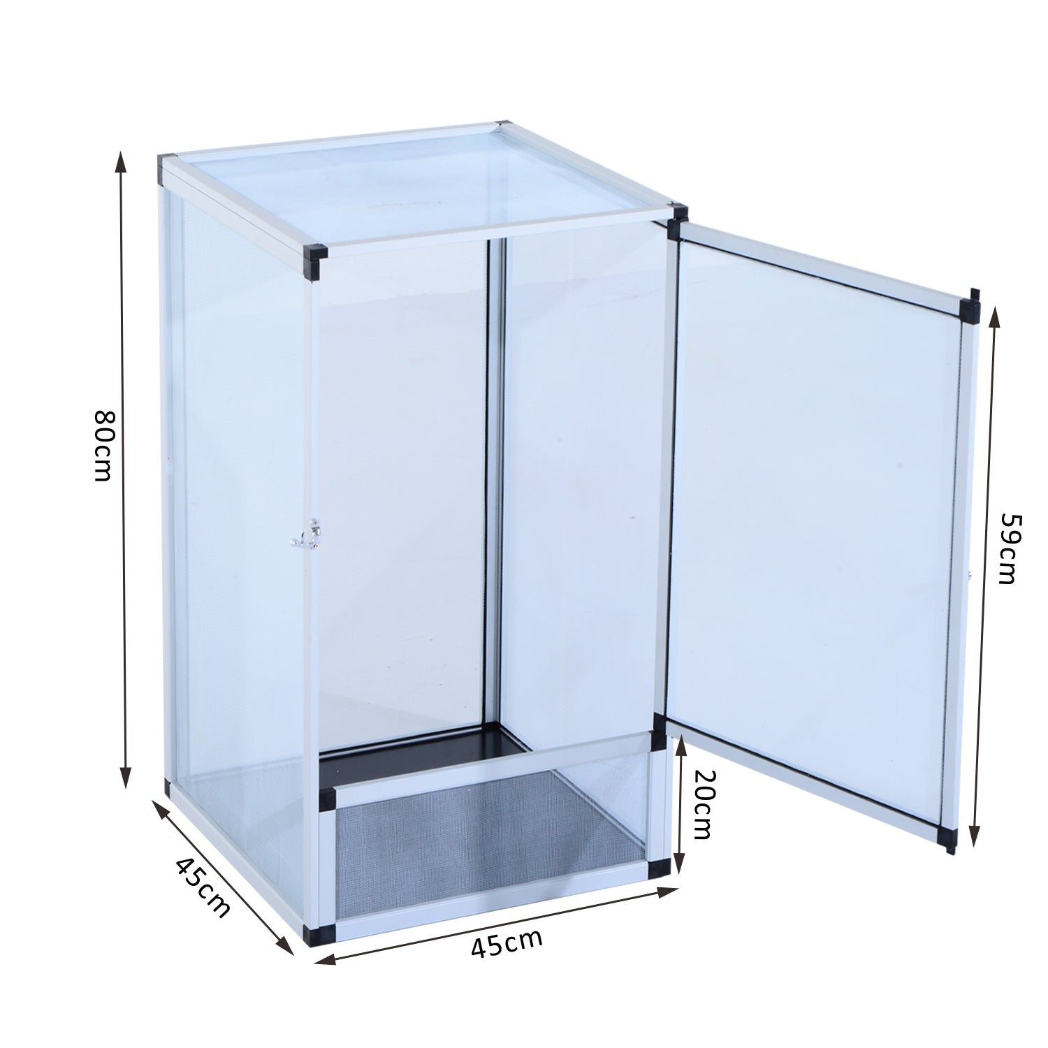 PawHut Reptile Tank Cage Aluminum Vivarium Waterproof Pet Breeder Breeding Snake Lizard Turtle Spider Tall Enclosure (Large Size)