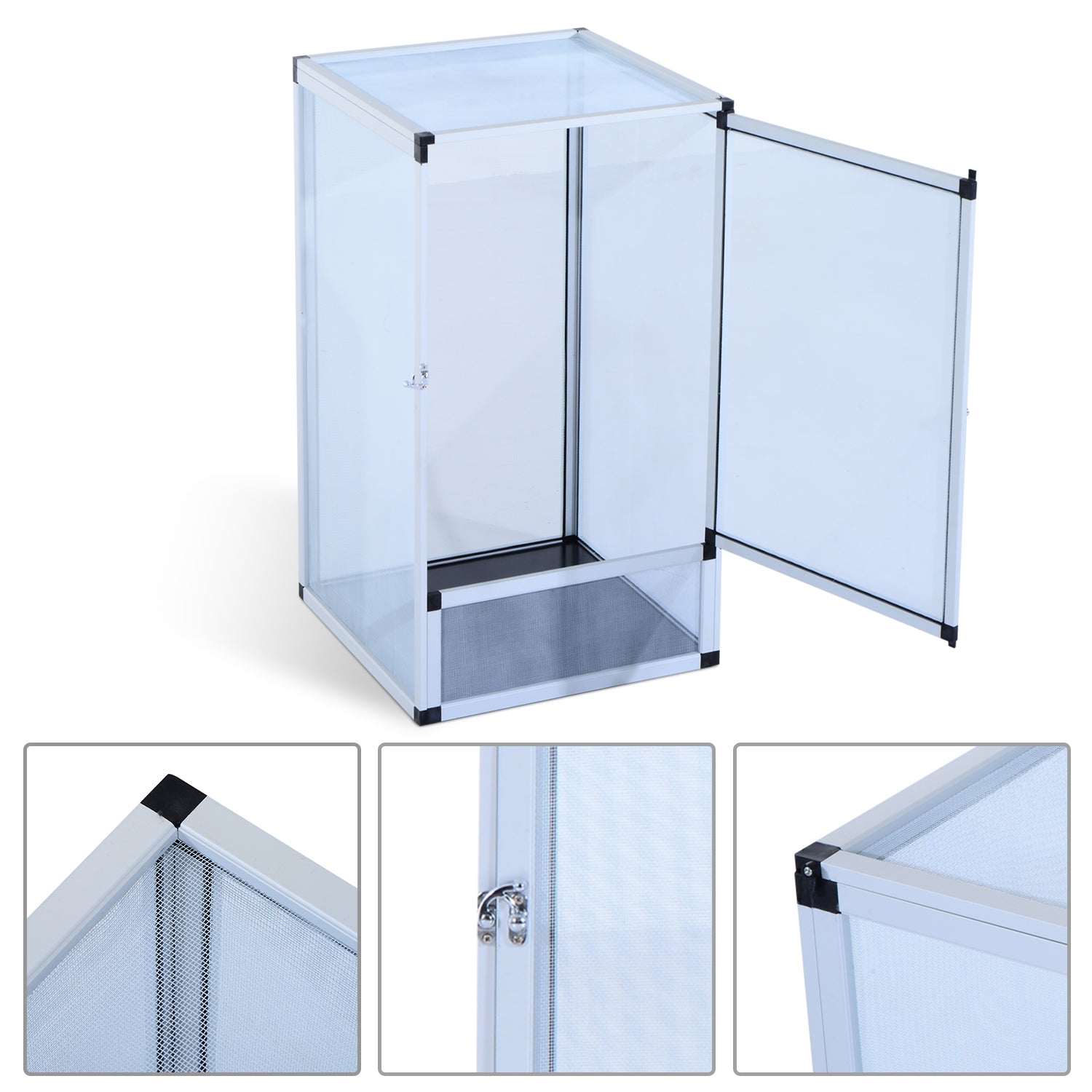 PawHut Reptile Tank Cage Aluminum Vivarium Waterproof Pet Breeder Breeding Snake Lizard Turtle Spider Tall Enclosure (Large Size)