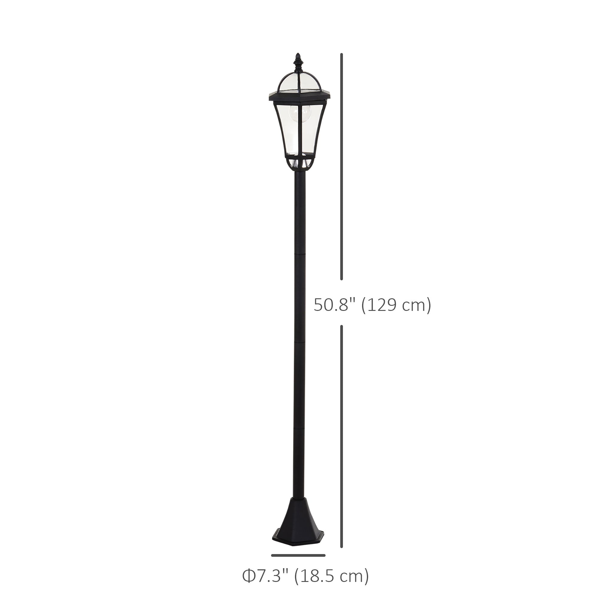 Outsunny 2 Piece LED Garden Lights Lamp Post Solar Powered Auto Switch Outdoor Lantern Patio Pathway Walkway Water-Resist 6 Hours Black