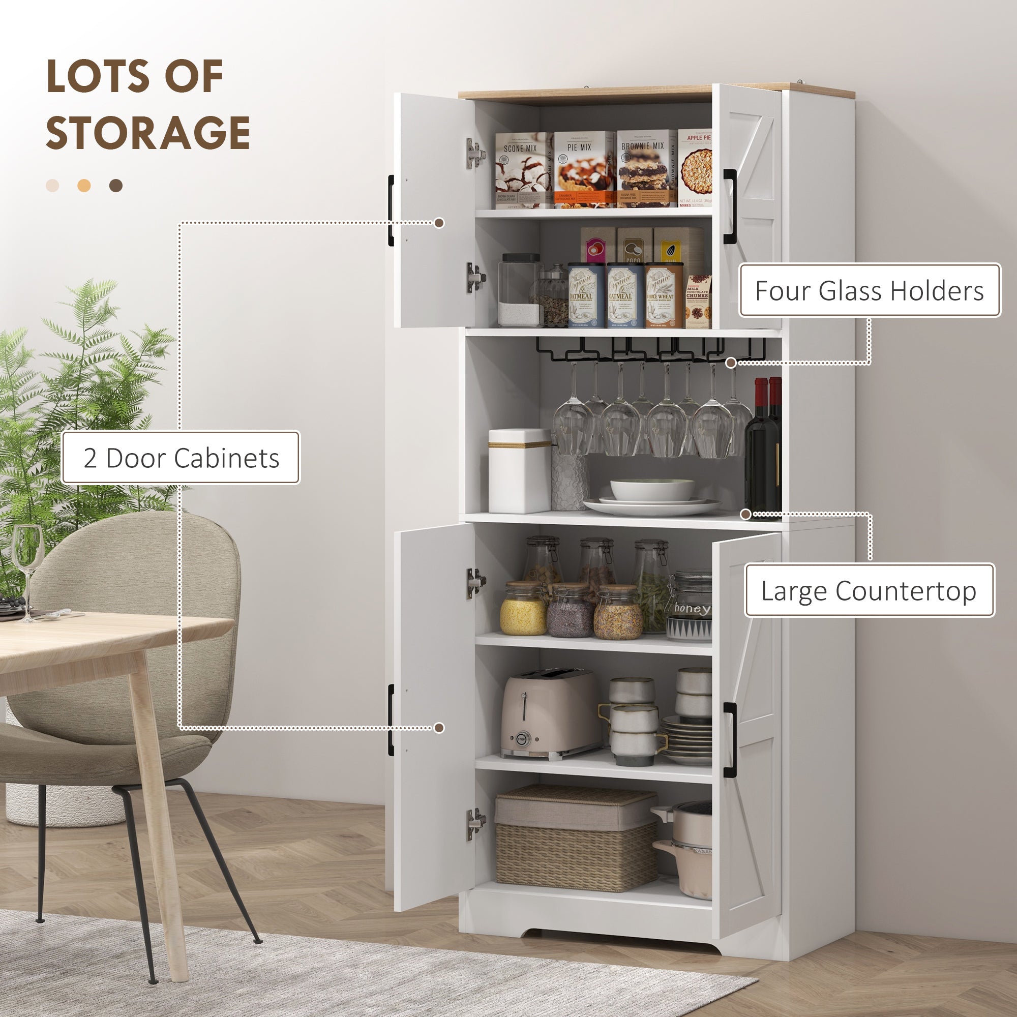 HOMCOM Kitchen Pantry Storage Cabinet, 68