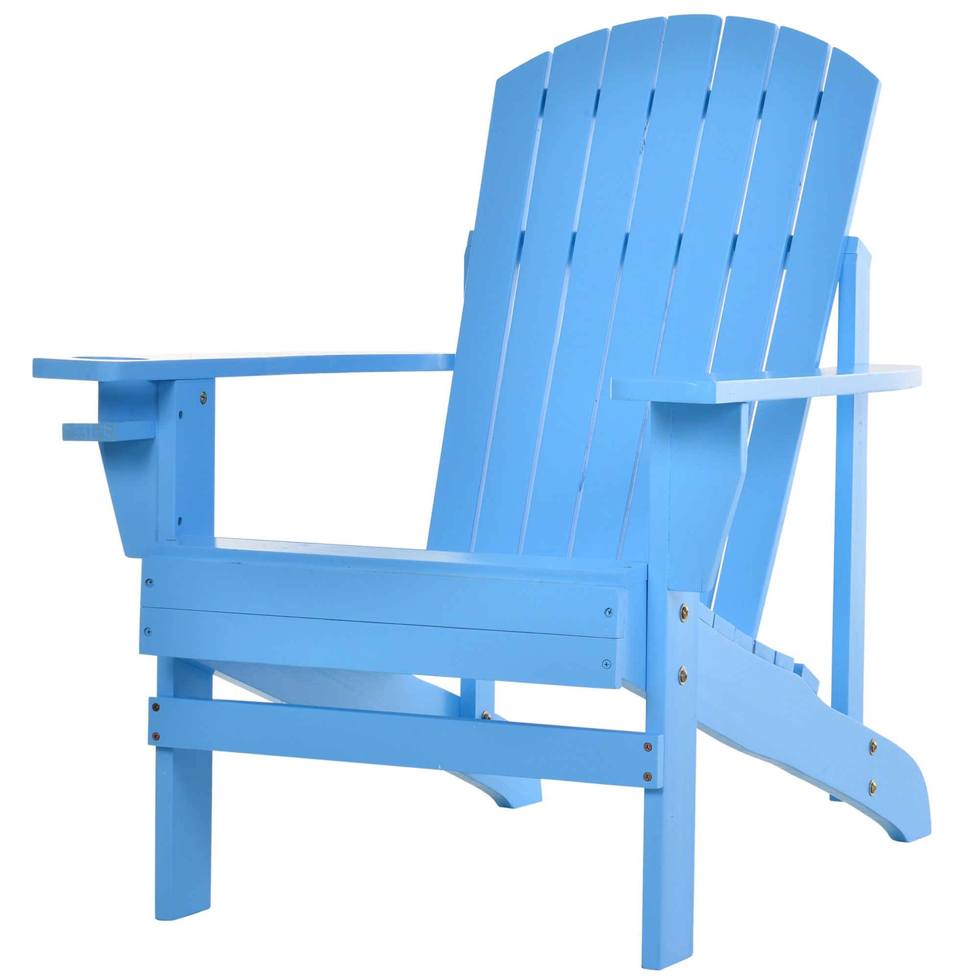 Outsunny Classic Adirondack Chair Muskoka Chair, Garden Deck Chair with Cup Holder for Patio, Indoor, Backyard, Blue