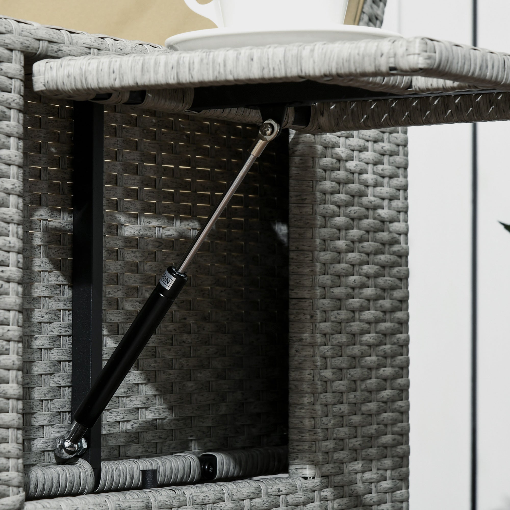 Outsunny 5PC Wicker Patio Lounger, Outdoor PE Rattan 5-level Adjustable Recliner Sofa Bed with Storage Side Table and Footstools, for Patio, Garden, Poolside, Khaki