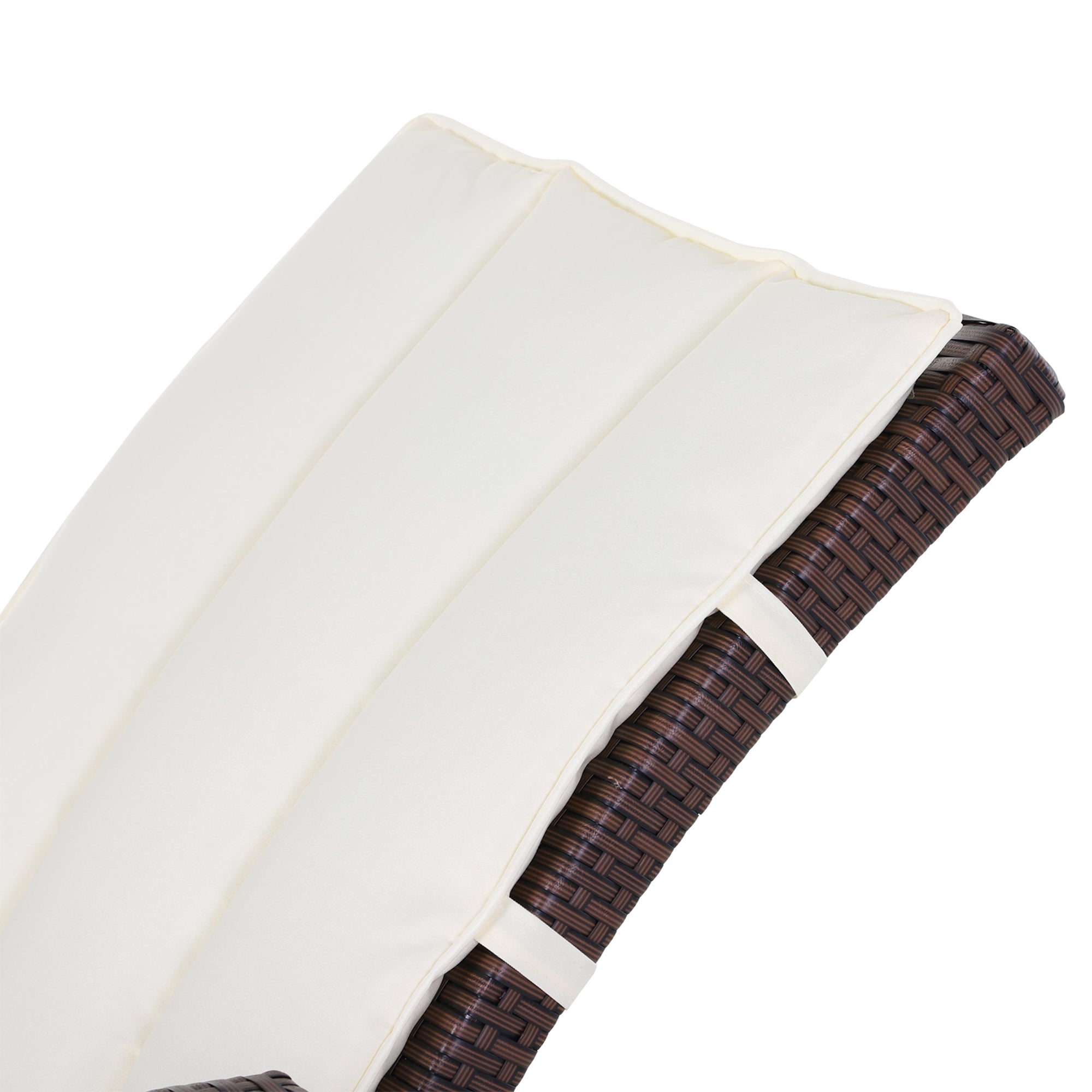 Outsunny Outdoor Wicker Rocking Chair with Cushion, Patio PE Rattan Recliner Chair with Adjustable Footrest, Armrests, Cream White