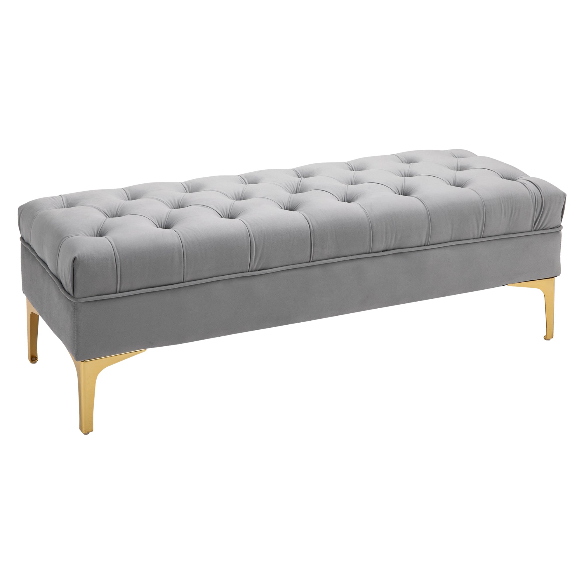 HOMCOM Velvet Upholstered Bench Seat, End of Bed Bench, Entryway Shoe Bench with Button Tufted for Living Room, Bedroom, Grey