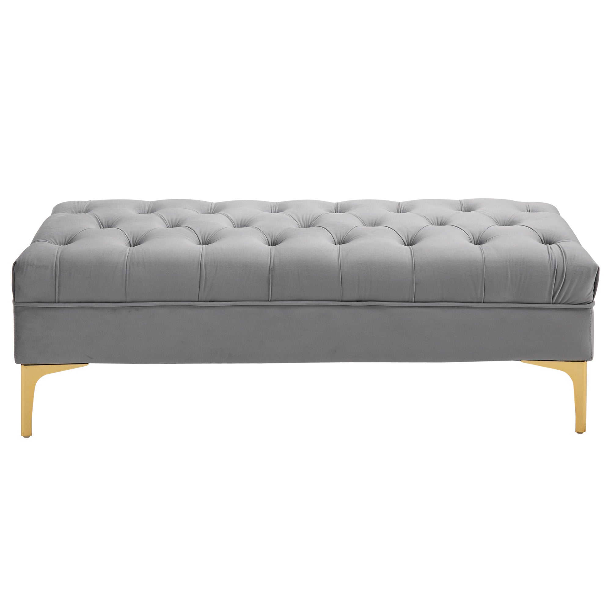 HOMCOM Velvet Upholstered Bench Seat, End of Bed Bench, Entryway Shoe Bench with Button Tufted for Living Room, Bedroom, Grey